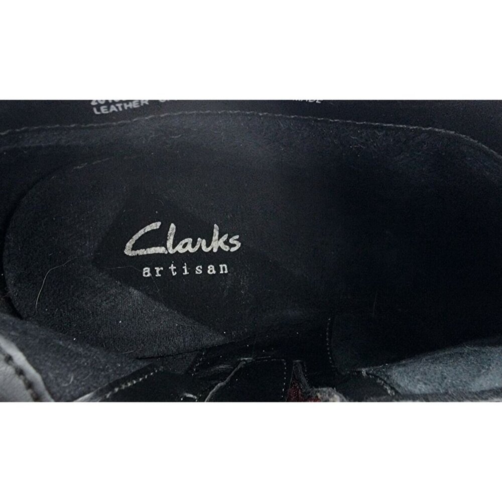 CLARKS Womens Mission Parker Size 6.5 Block Heel Bootie Burgundy Leather Suede 9 - Picture 9 of 10